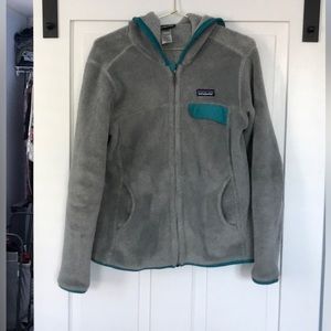 Medium Grey Patagonia Zip Up Hooded Fleece.